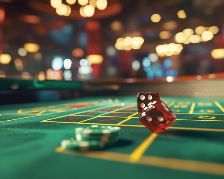 Live baccarat croupier in professional studio setting